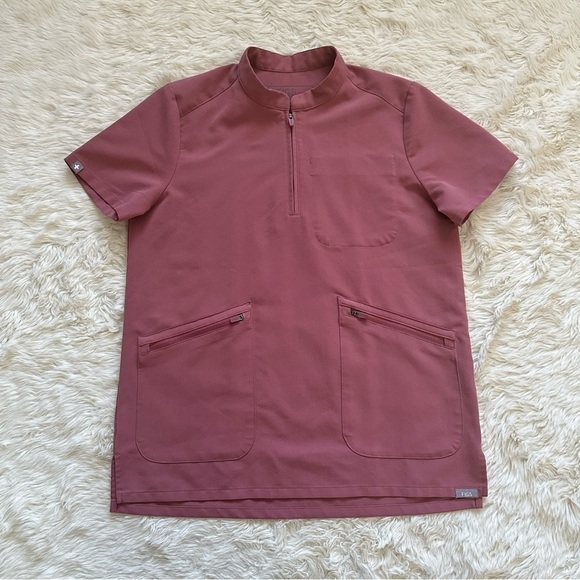 Figs Scrub Top Nata Zip Henley Technical Collection Mauve XXS - Picture 1 of 11